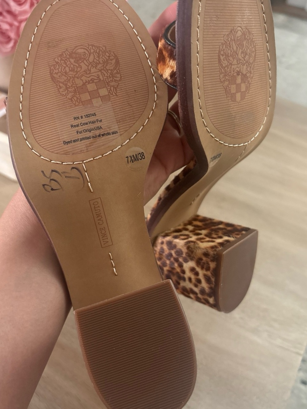 Vince Camuto Leopard Print Ankle Strap Heels - Brown/Tan - Picture 3 of 4